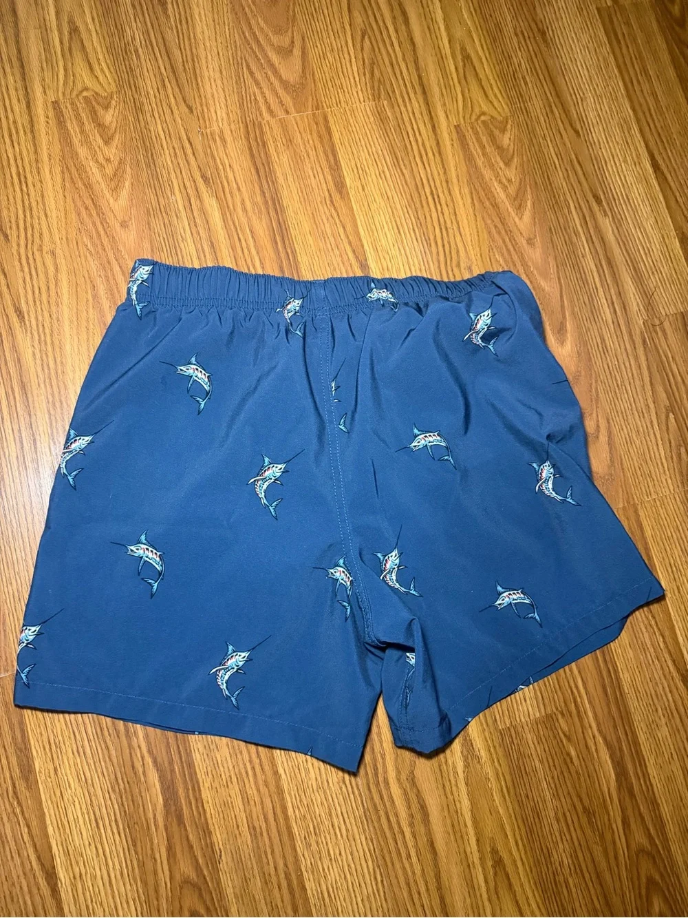 Hollister Swordfish Print Navy Swim Trunks Small